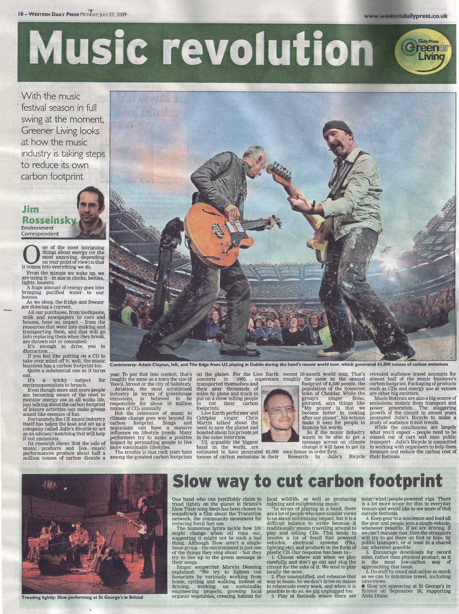 Slow at the Bristol Acoustic Festival Jan 2009 - Review in Bristol Evening Post